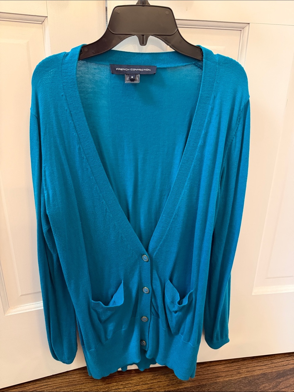 French Connection Teal Button-Front V-Neck Cardigan